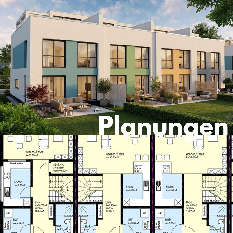 Aktuelle Planungen zum Bauprojekt Reihenhäuser in der Rostocker Südstadt.